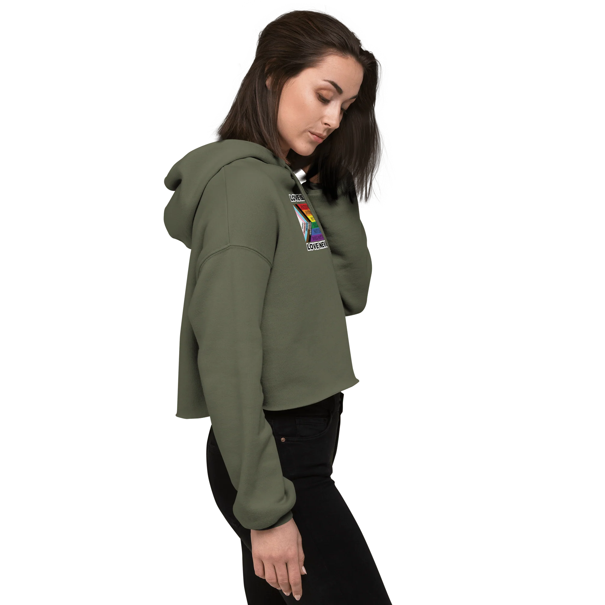 Love Never Fails Crop Hoodie - Image 3