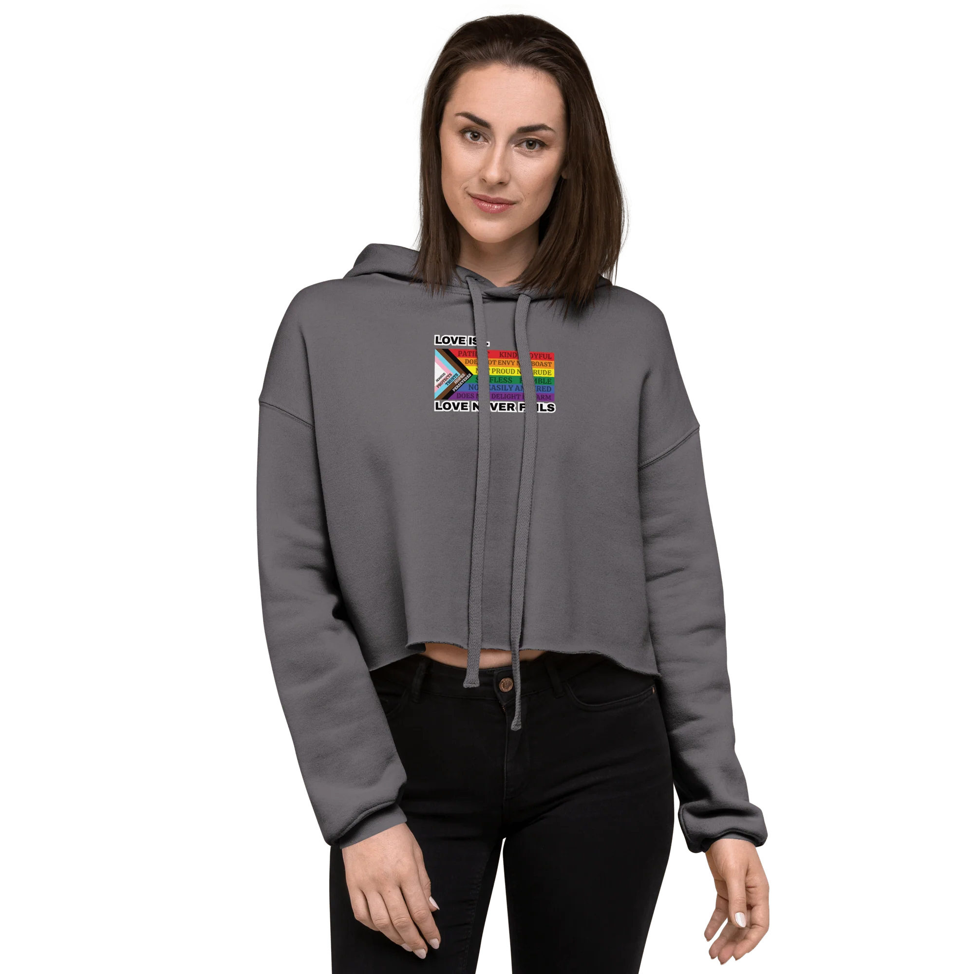 Love Never Fails Crop Hoodie - Image 5