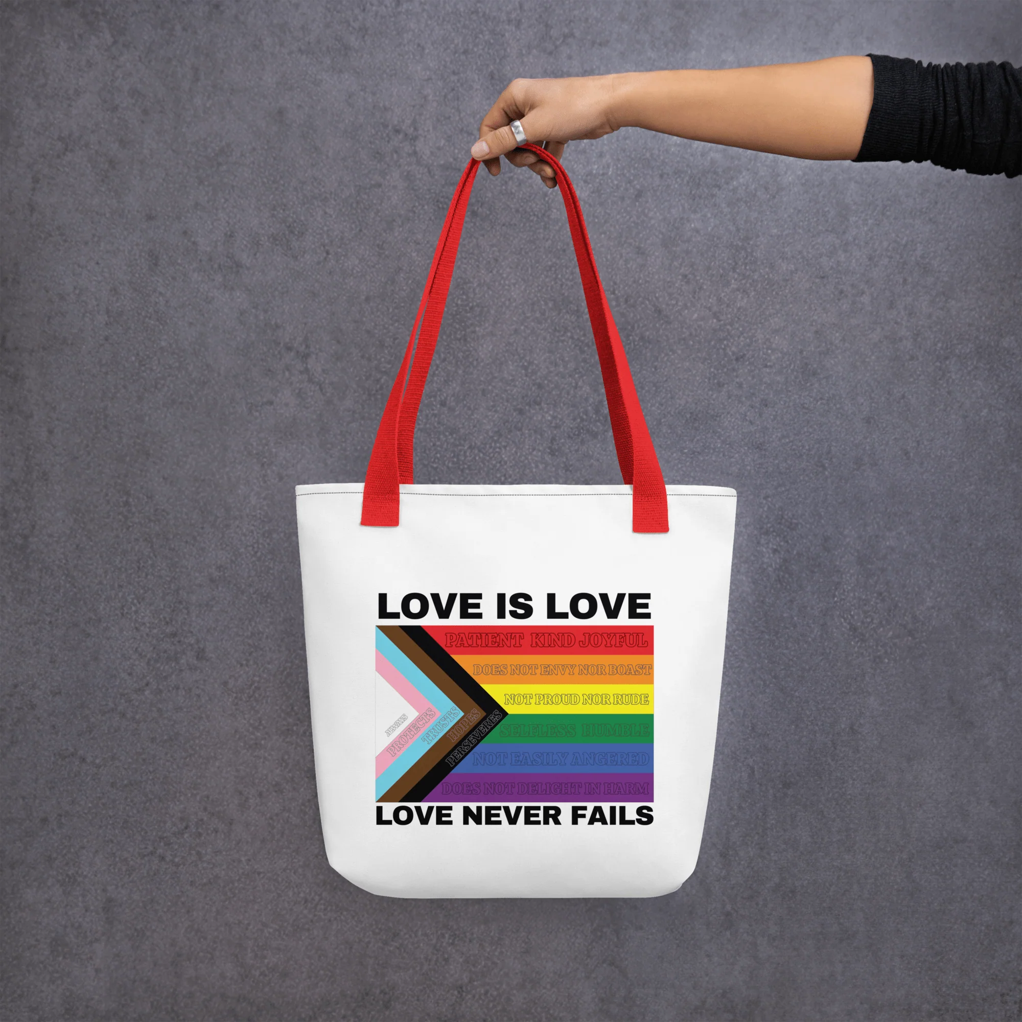 Love Never Fails Tote bag - Image 6