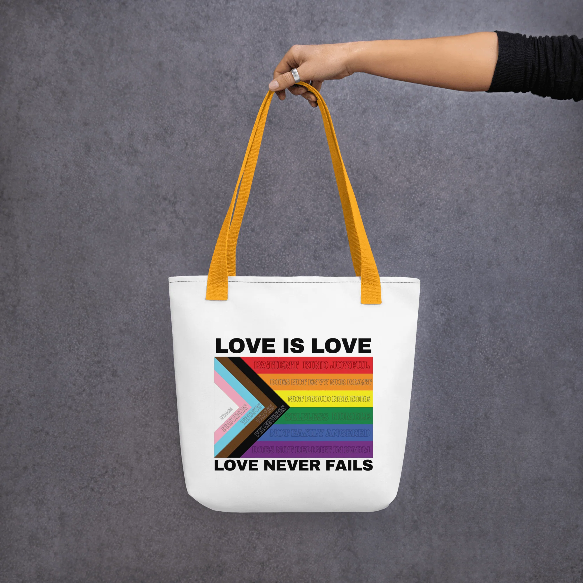 Love Never Fails Tote bag - Image 7